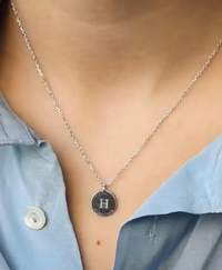 Nellie Silver Initial Disc Necklace-Deluxur