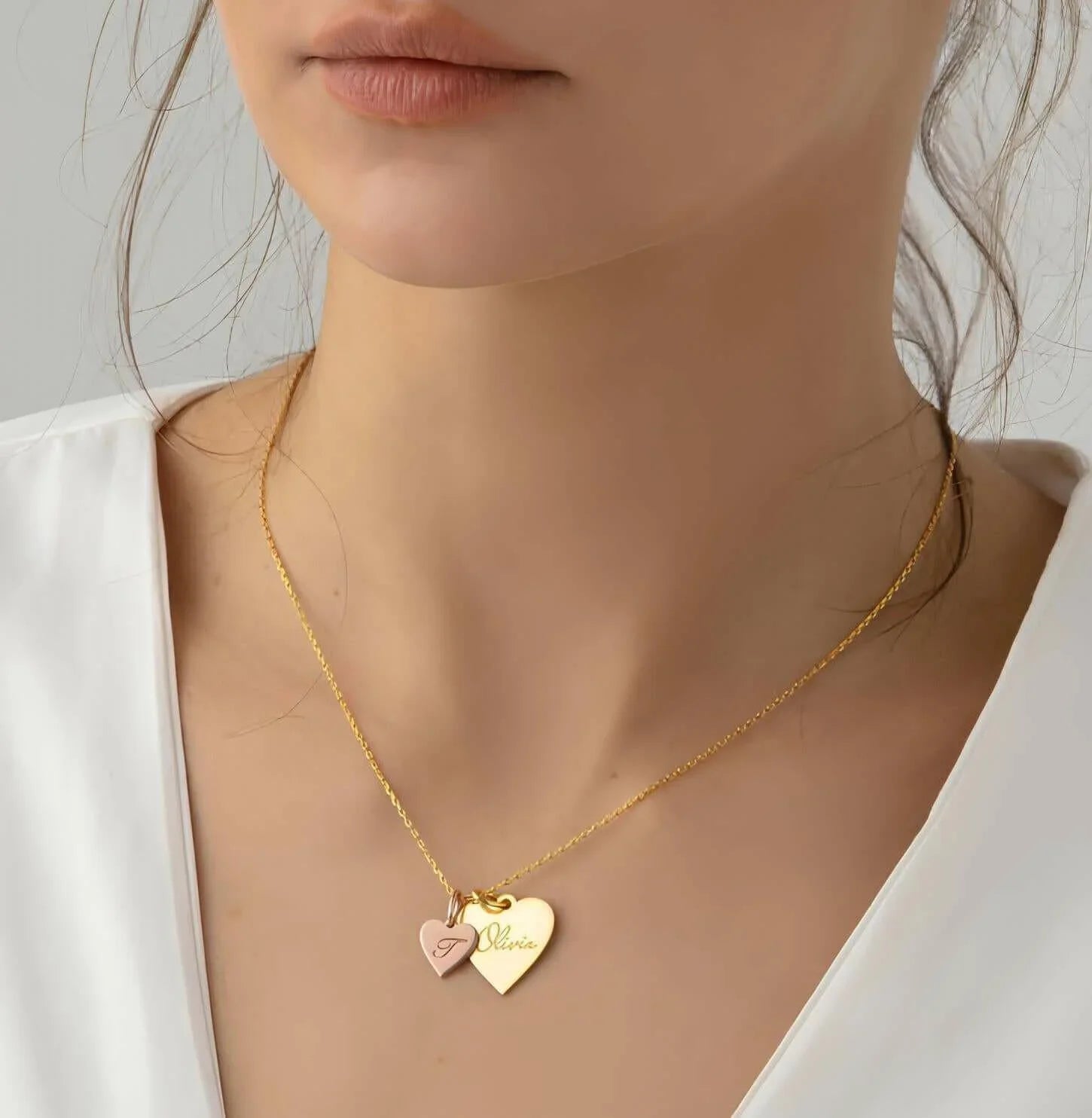 2 Hearts Personalised Necklace-Deluxur