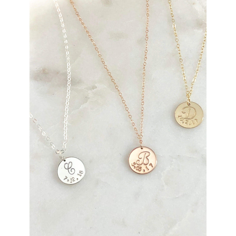 Amore Initial and Date Necklace-Deluxur