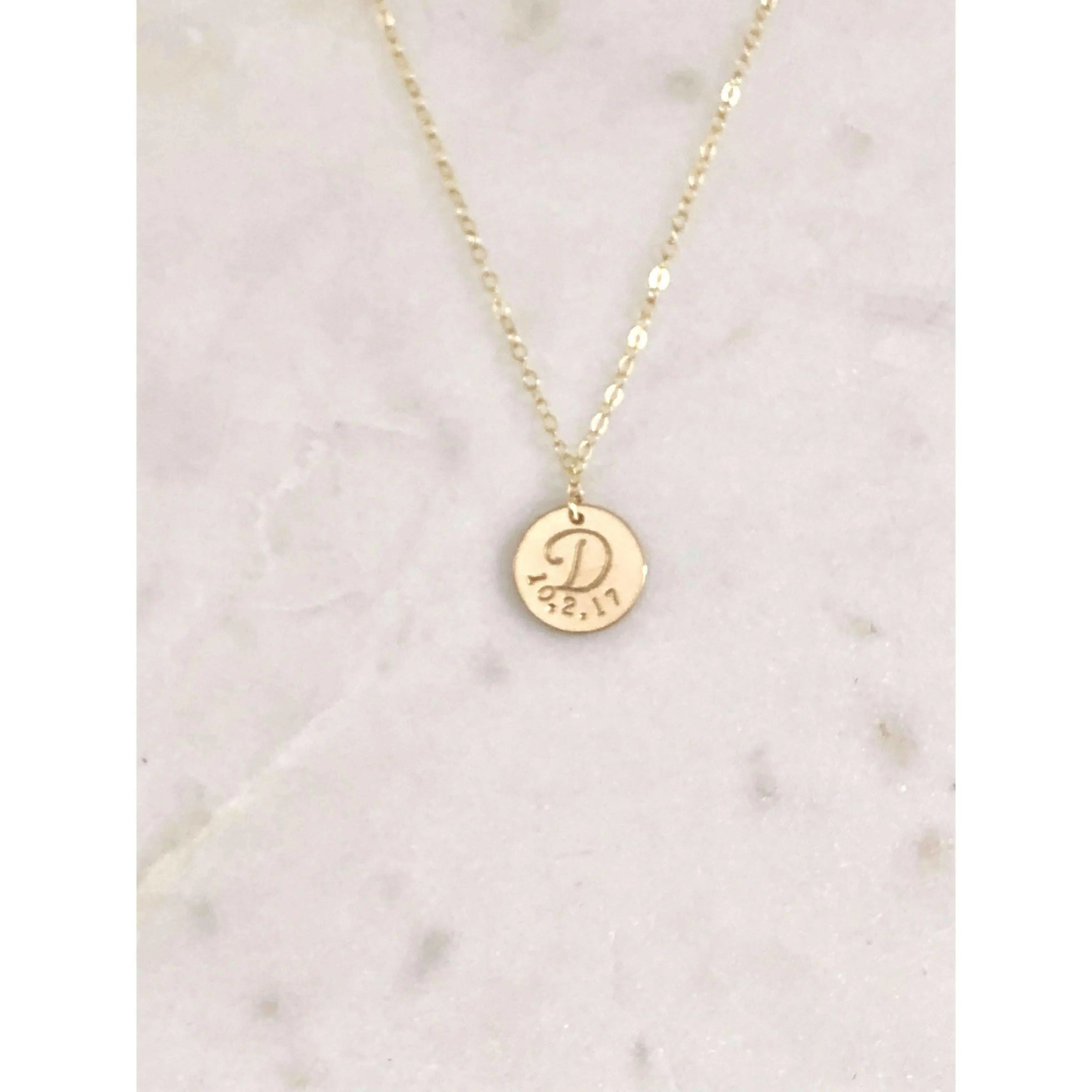 Amore Initial and Date Necklace-Deluxur