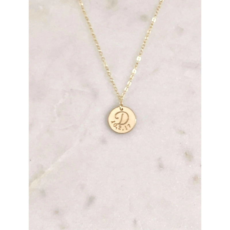 Amore Initial and Date Necklace-Deluxur
