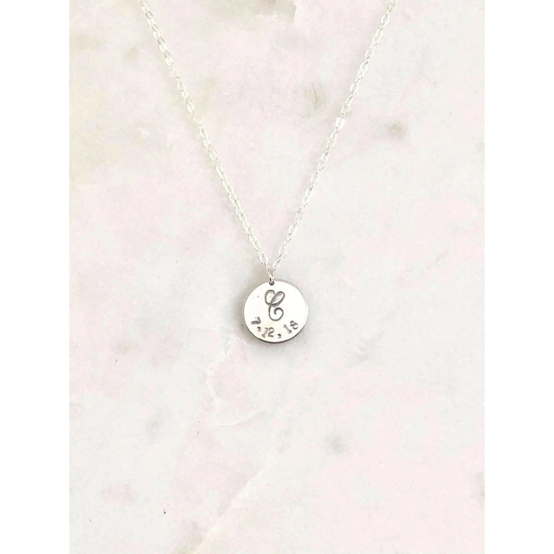 Amore Initial and Date Necklace-Deluxur