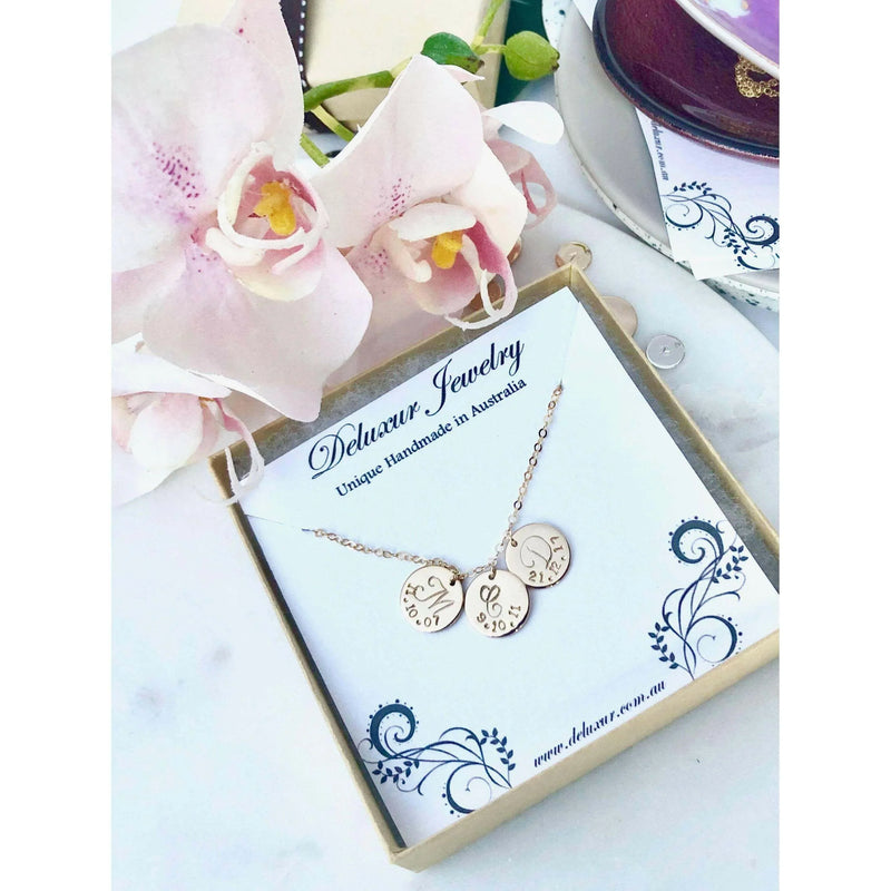 Amore Initial and Date Necklace-Deluxur