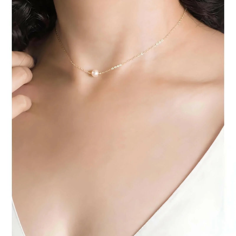 Claire Pearl Choker Necklace - Deluxur