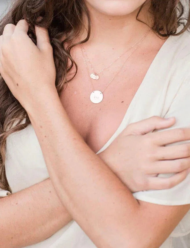Dainty Initial Disc Necklace-Deluxur