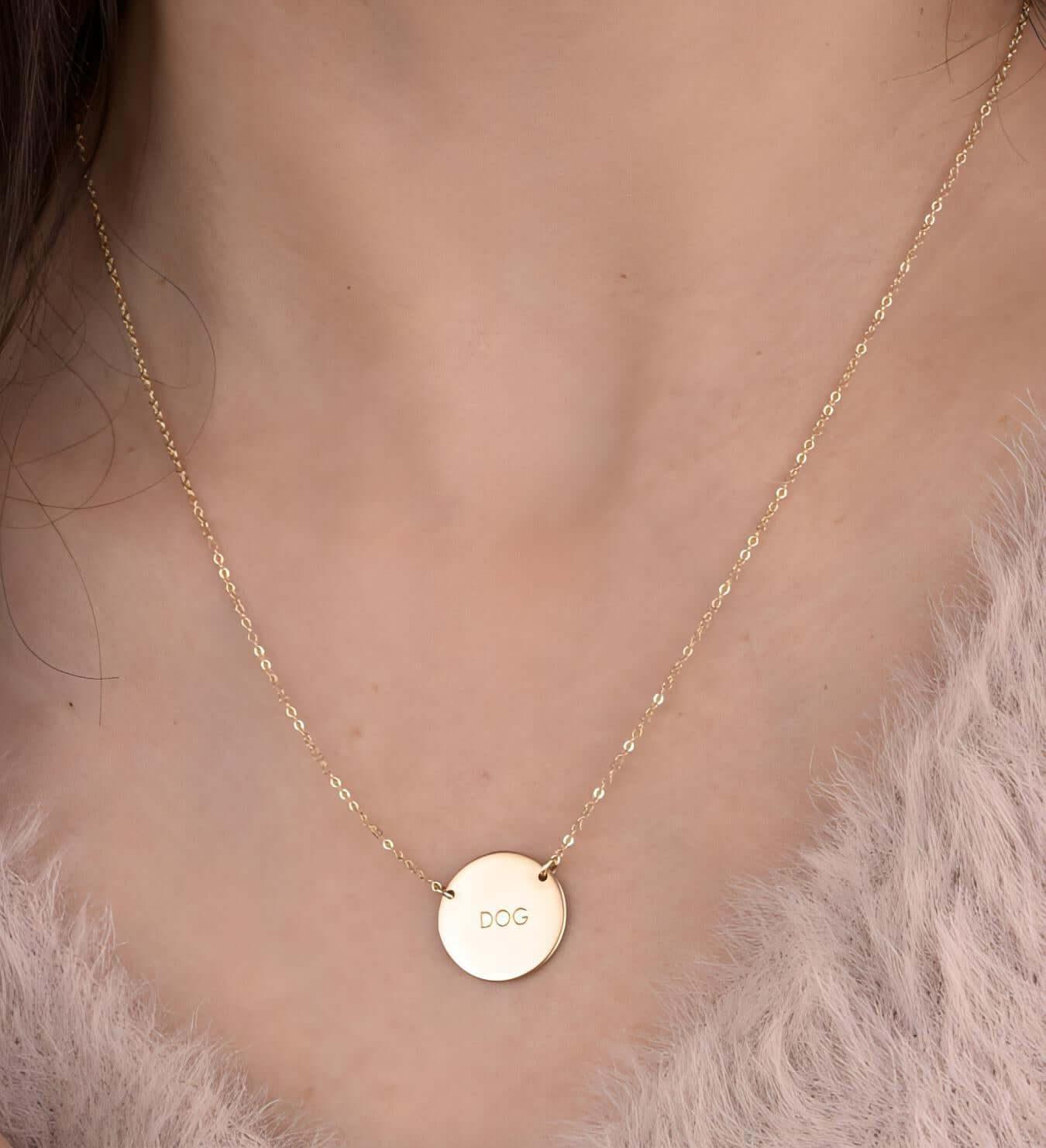 Dainty Initial Disc Necklace-Deluxur