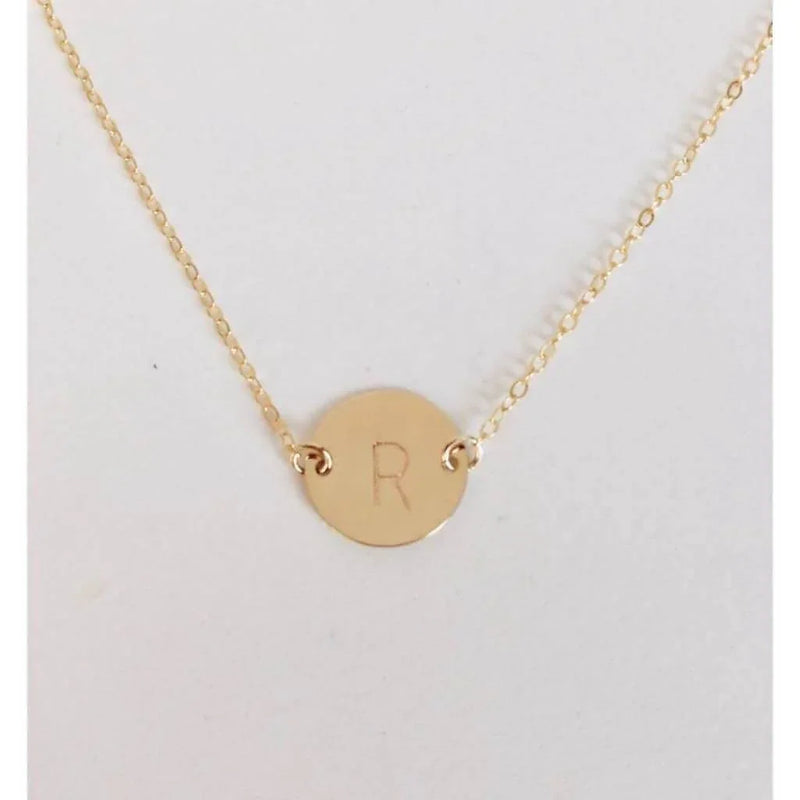 Dainty Initial Disc Necklace-Deluxur