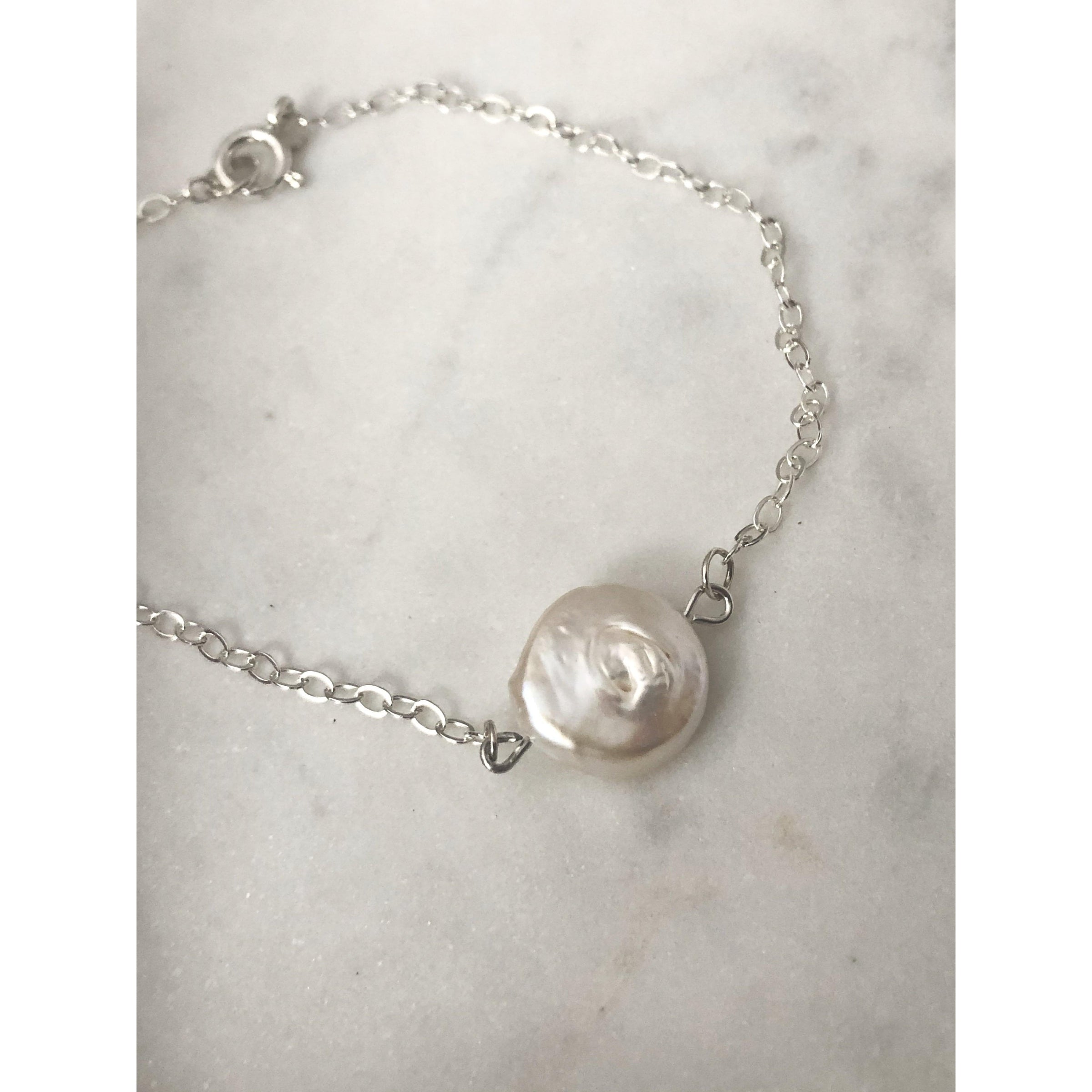 Single Pearl Bracelet - Silver – Bluebird Co.