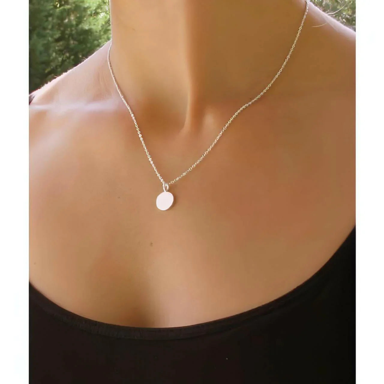 Ella Silver Disc Necklace-Deluxur