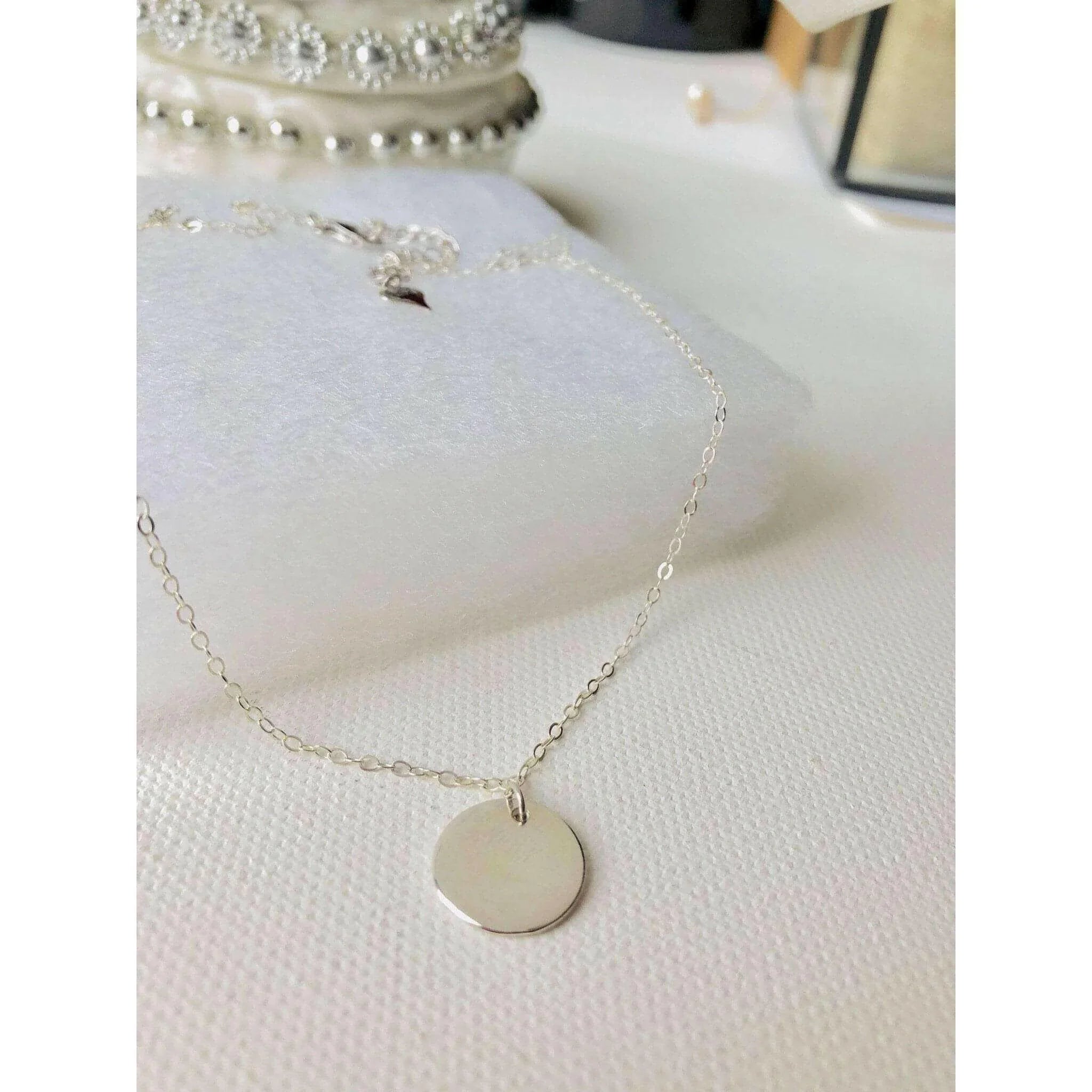 Ella Silver Disc Necklace-Deluxur