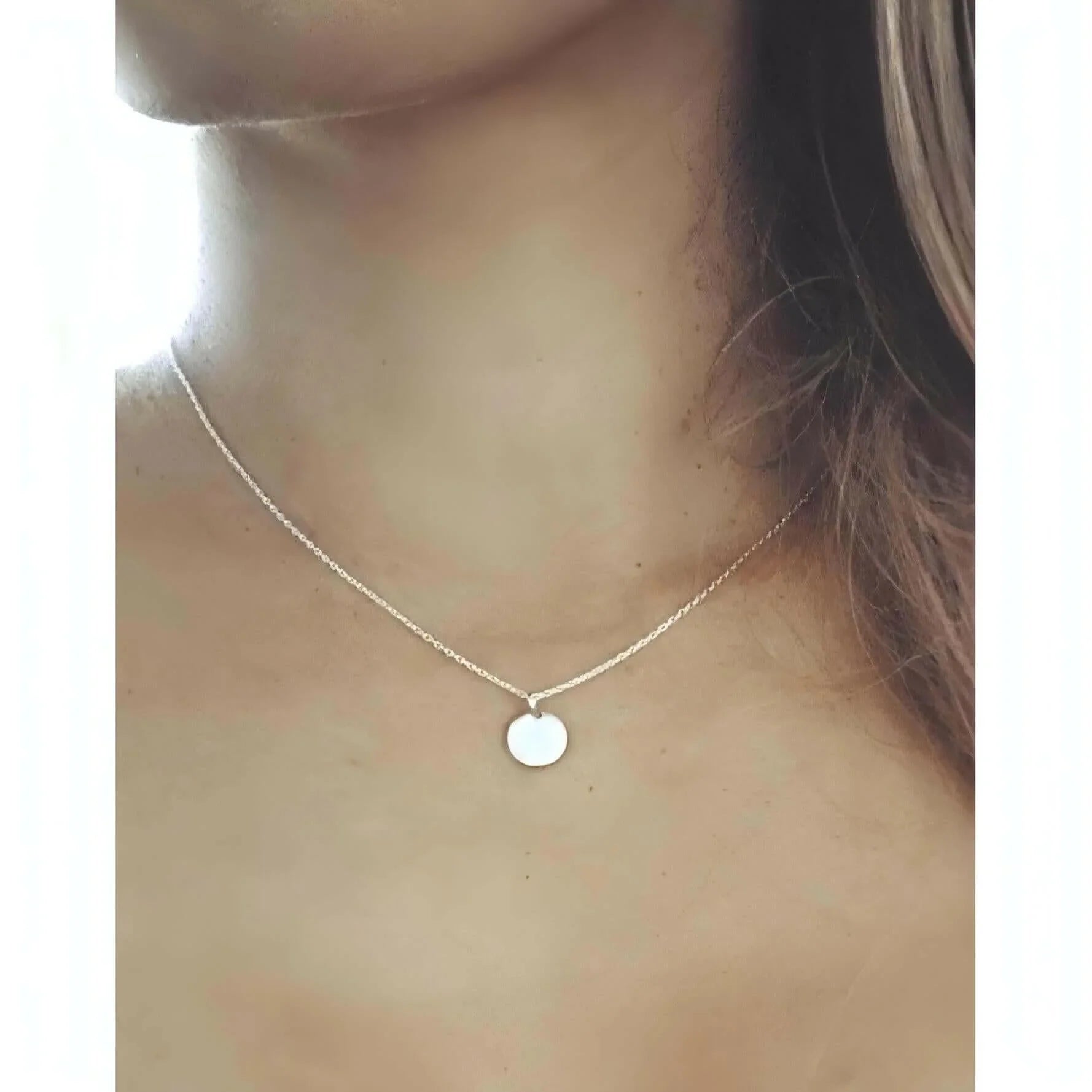 Ella Silver Disc Necklace-Deluxur