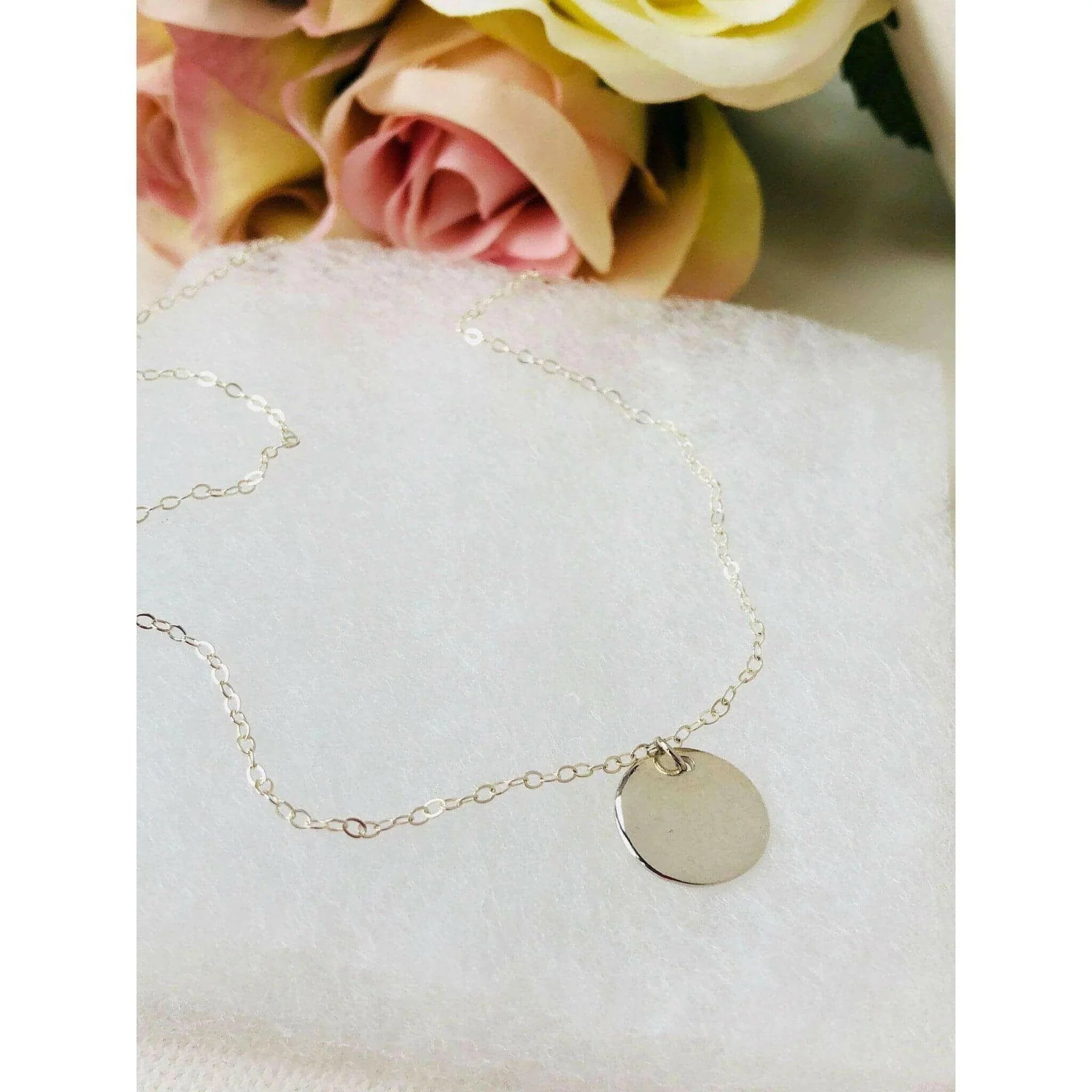 Ella Silver Disc Necklace-Deluxur