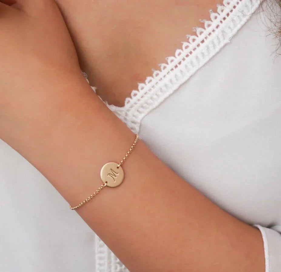 Emma Initials Disc Bracelet-Deluxur