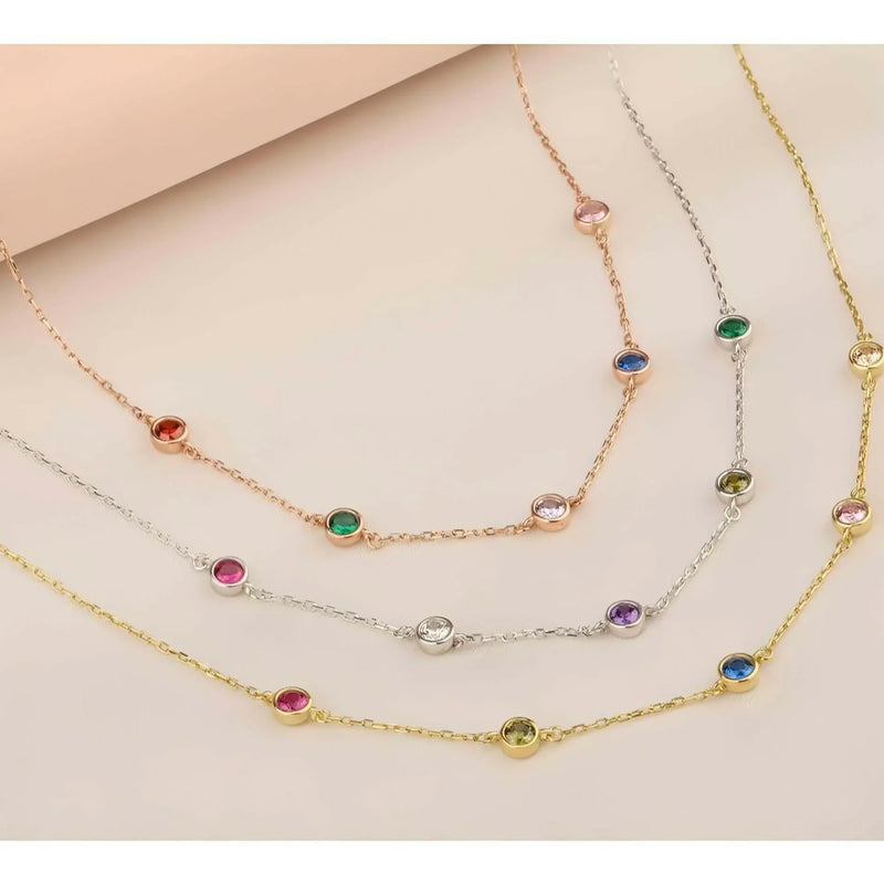 Family Birthstone Necklace-Deluxur