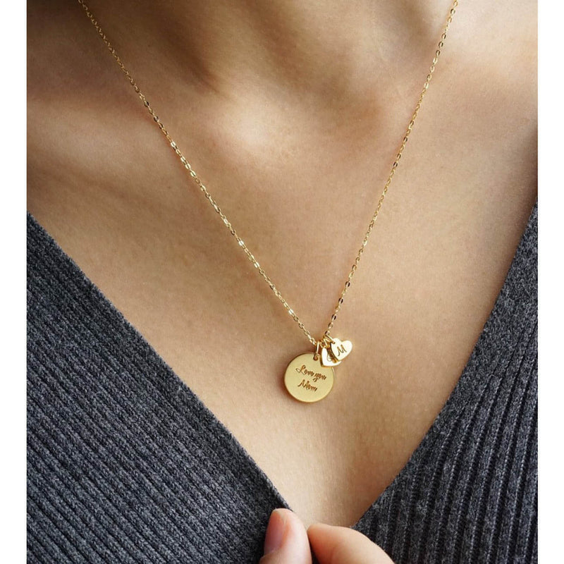 Personalized Disk Necklace with Tiny Initial Tags – Petite Boutique