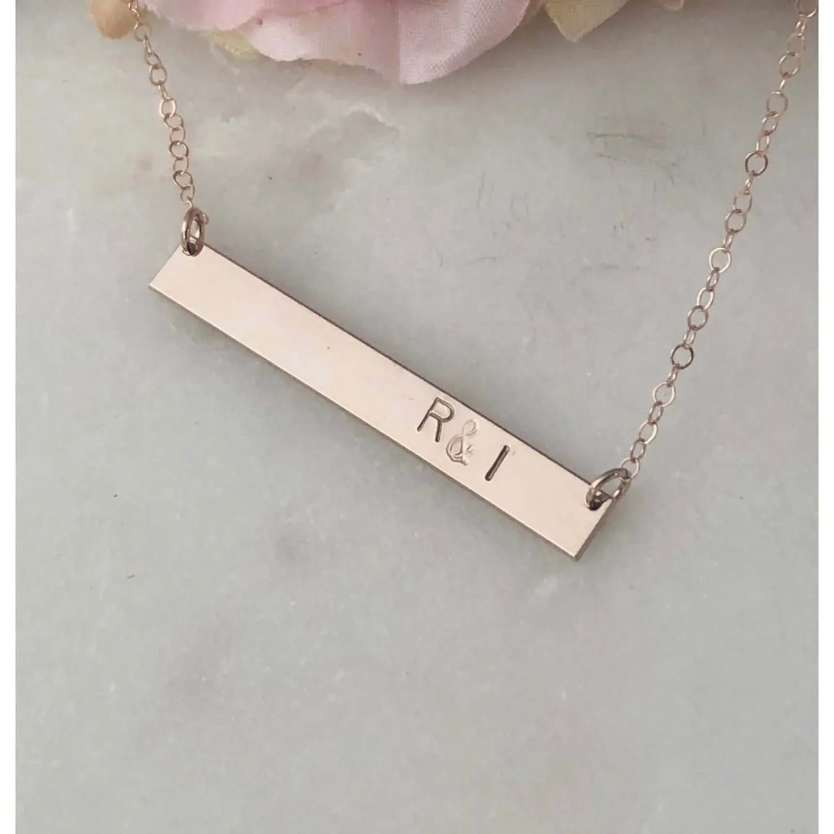 Initial Bar Necklace-Deluxur