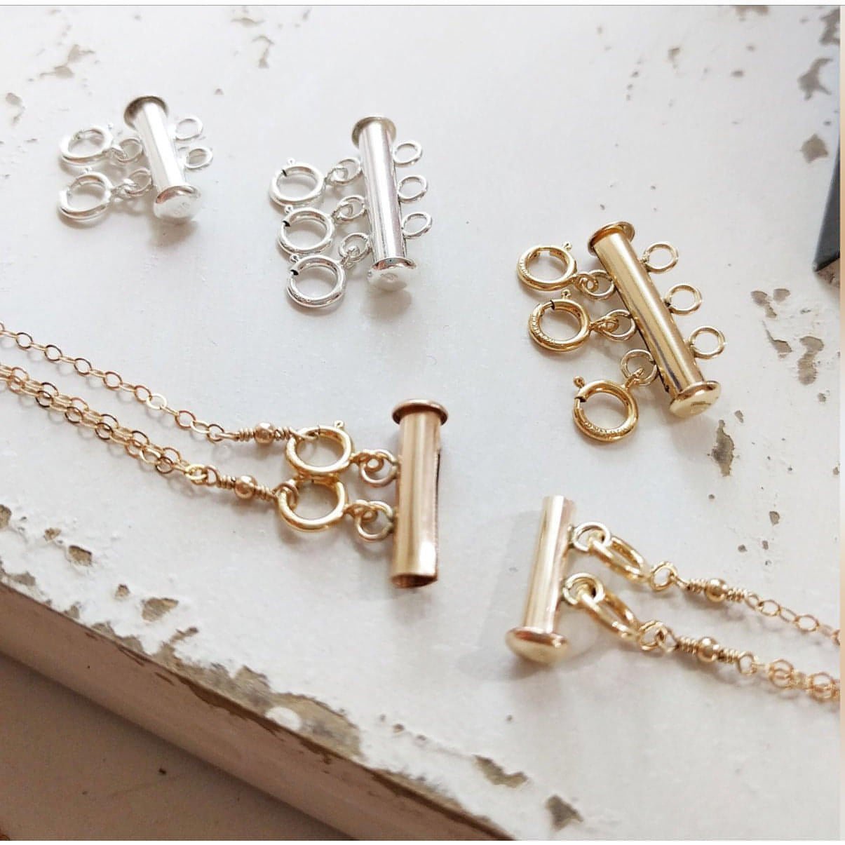 14K Gold Stacking Necklace Spacer-multi Necklace Separator,multi Layer Clasp,layered  Necklace Clasp,multi Necklace Spacer,necklace Detangler 