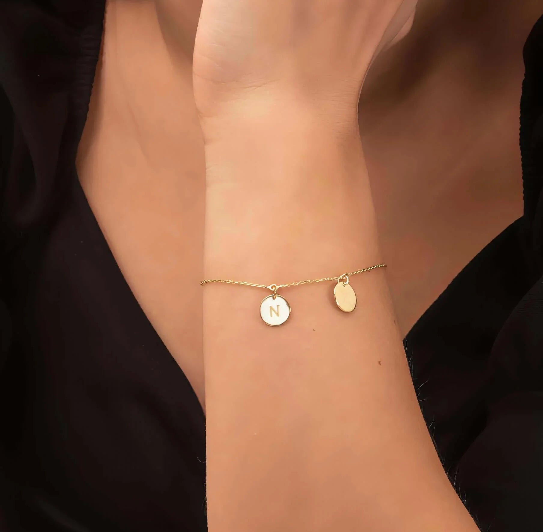 Luna Initial Bracelet-Deluxur