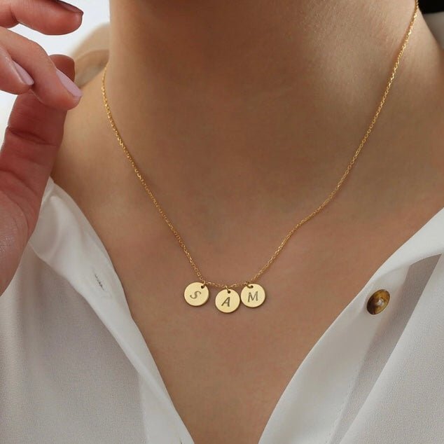 Initial & Date Disc Necklace - LEILA