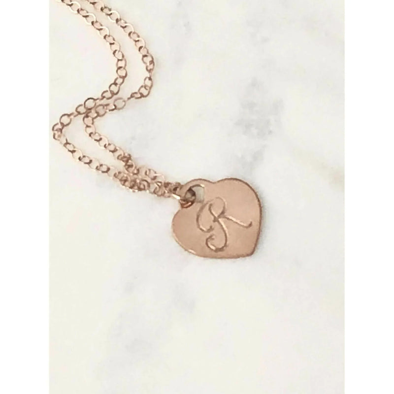 Mary Initial Heart Necklace-Deluxur