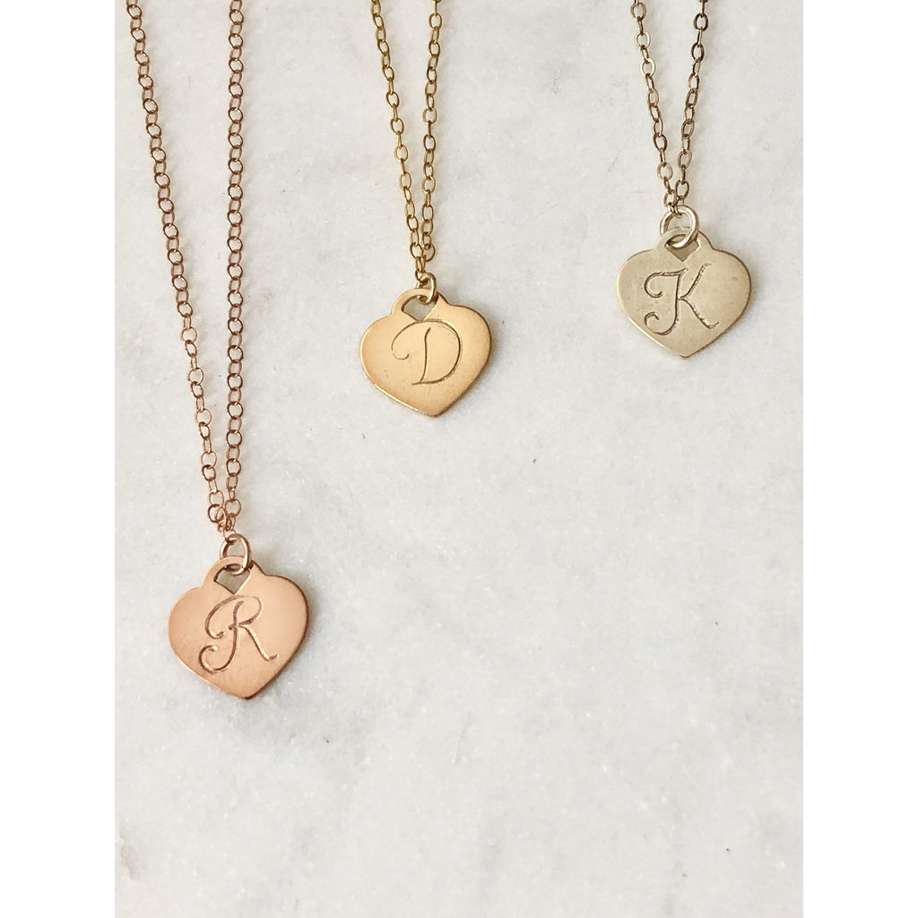 Mary Initial Heart Necklace-Deluxur