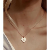 Mary Initial Heart Necklace-Deluxur