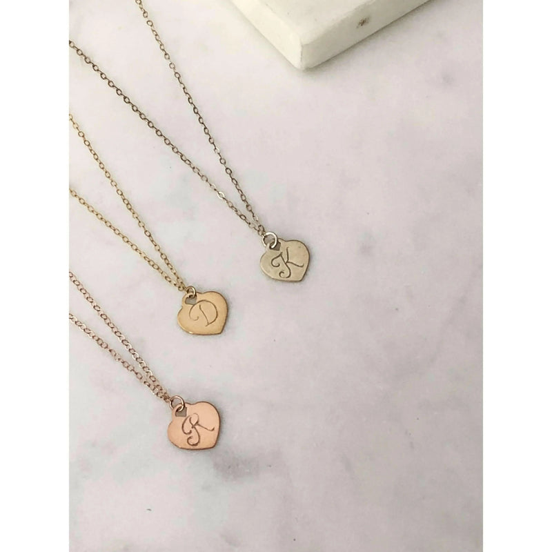 Mary Initial Heart Necklace-Deluxur