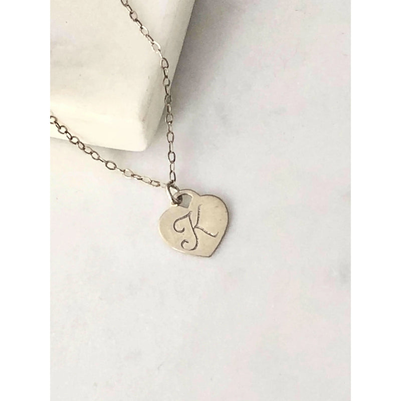 Mary Initial Heart Necklace-Deluxur