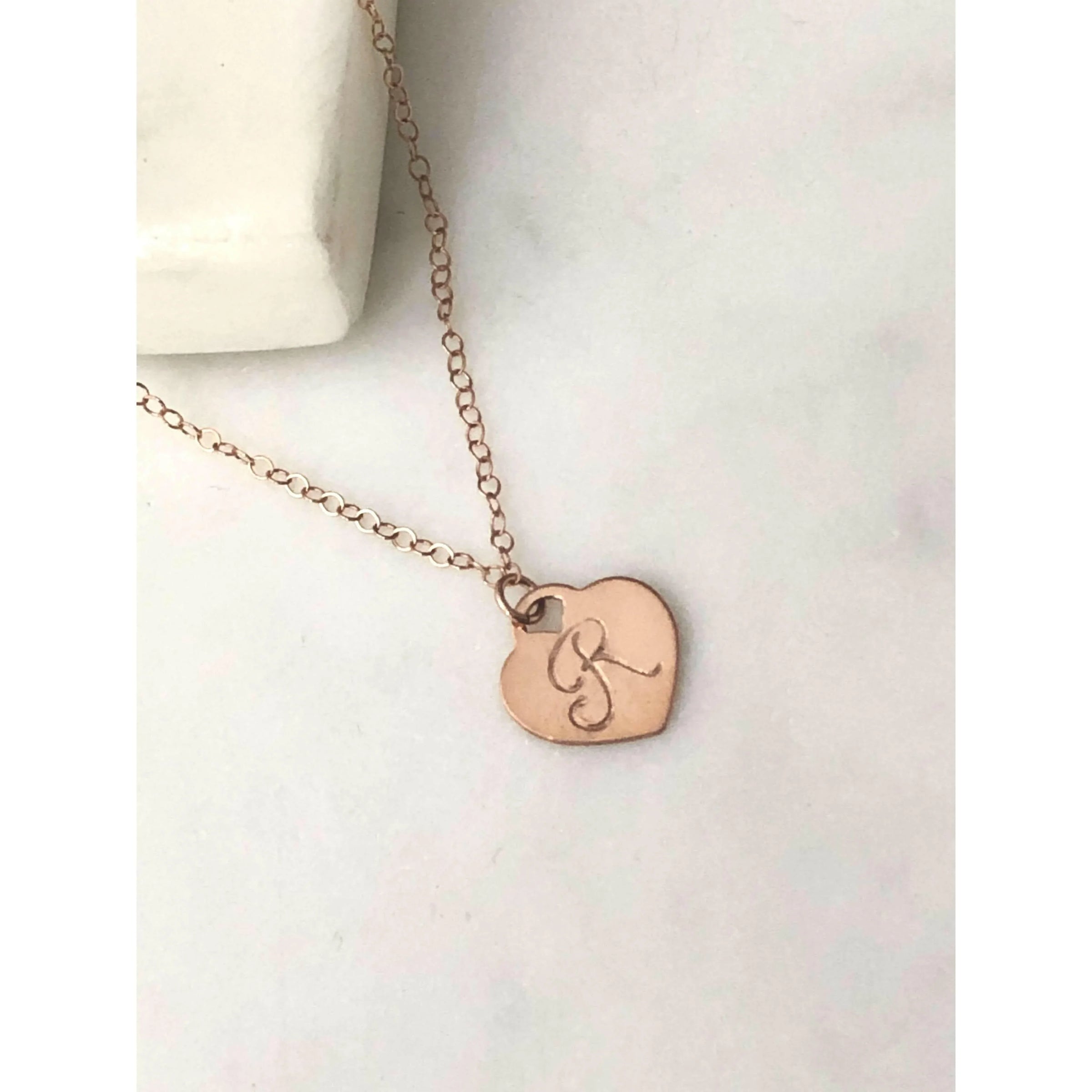 Mary Initial Heart Necklace-Deluxur