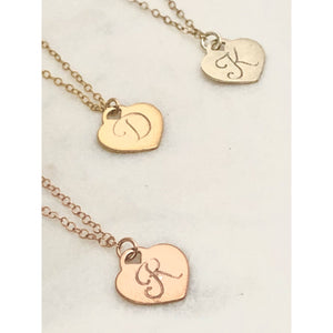 Mary Initial Heart Necklace-Deluxur