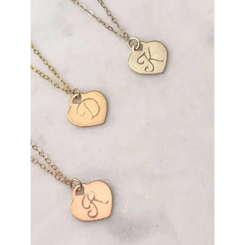 Mary Initial Heart Necklace-Deluxur