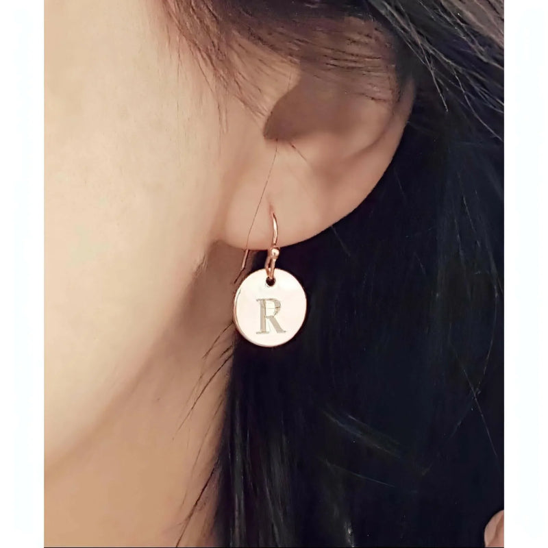 Mia Initial Disc Earrings-Deluxur