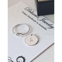 Mila Silver Love Knot and Disc Ring-Deluxur