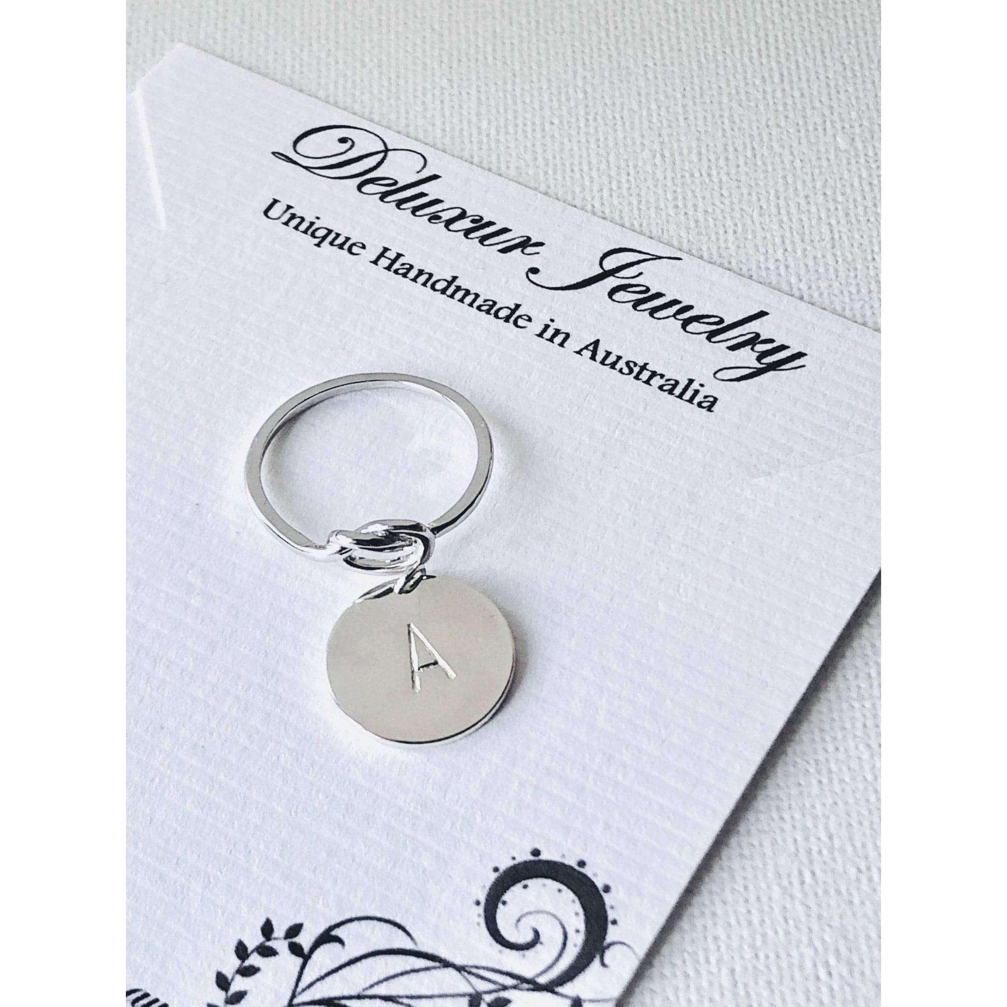 Mila Silver Love Knot and Disc Ring-Deluxur