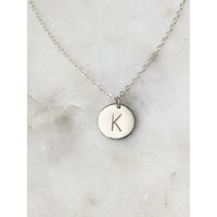 Nellie Silver Initial Disc Necklace-Deluxur