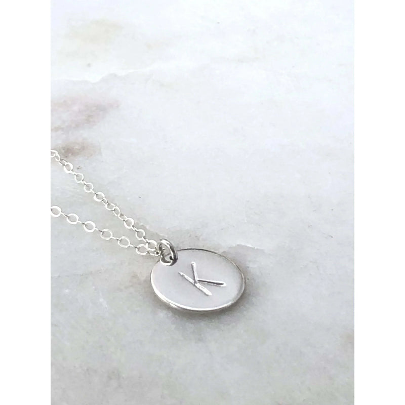 Nellie Silver Initial Disc Necklace-Deluxur