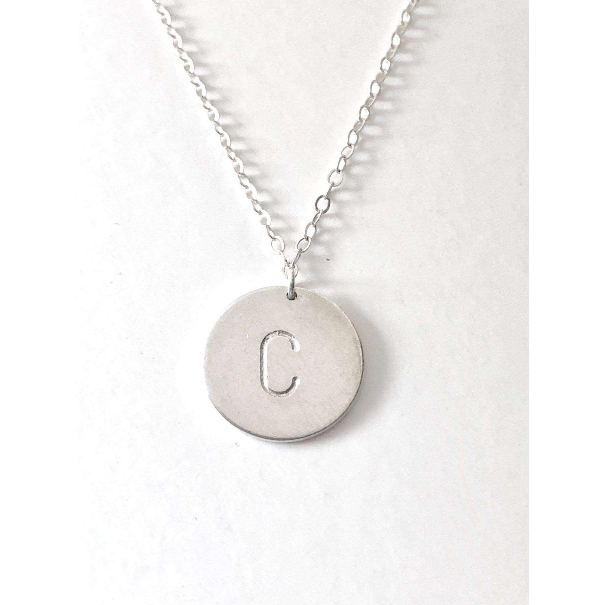Nellie Silver Initial Disc Necklace-Deluxur
