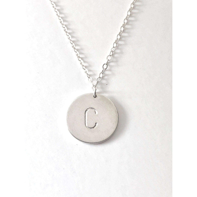 Nellie Silver Initial Disc Necklace-Deluxur