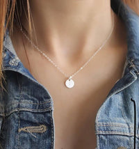 Nellie Silver Initial Disc Necklace-Deluxur
