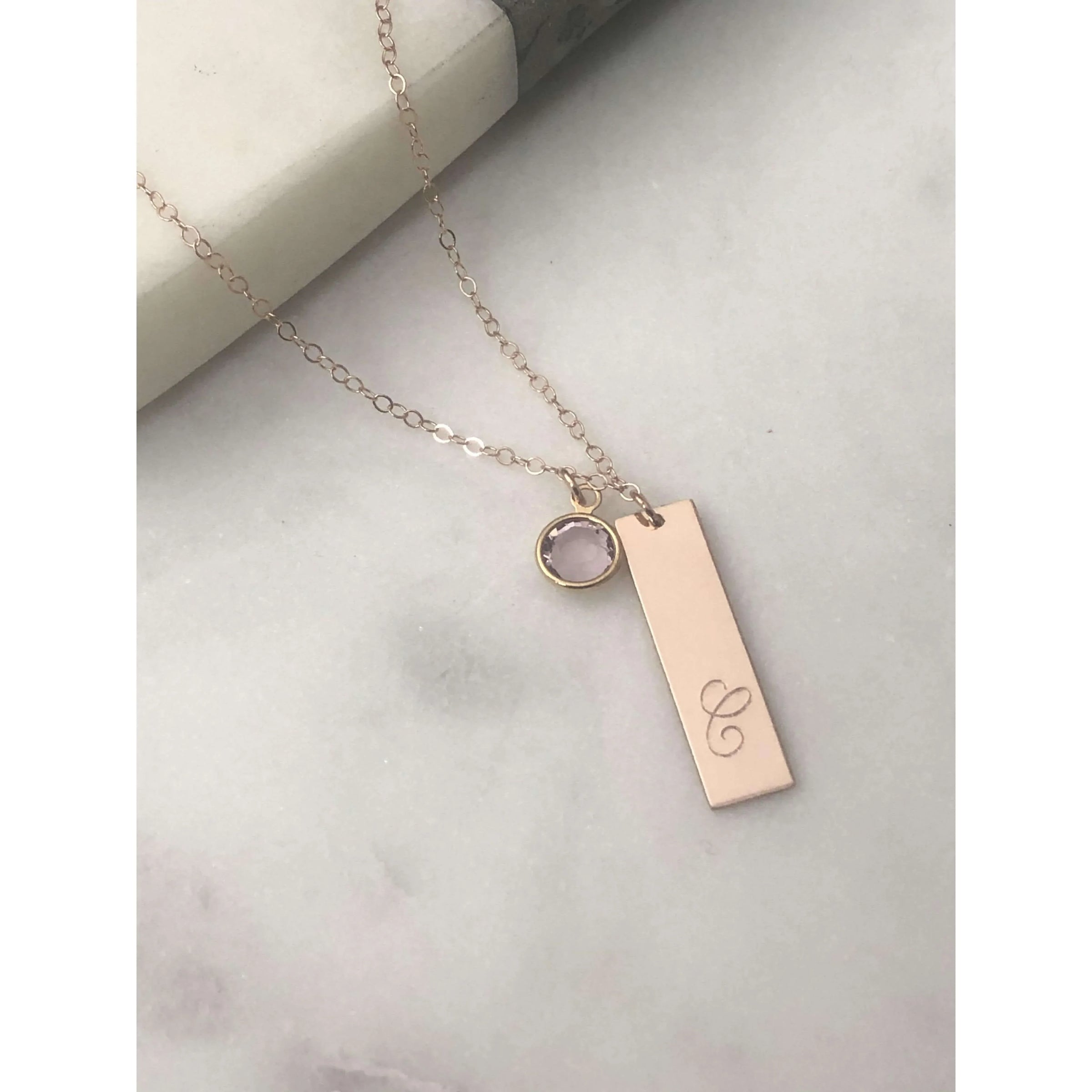 Personalised Birthstone Bar Necklace - Deluxur