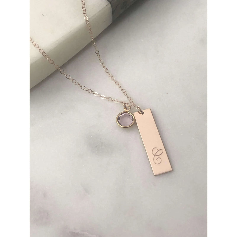 Personalised Birthstone Bar Necklace - Deluxur