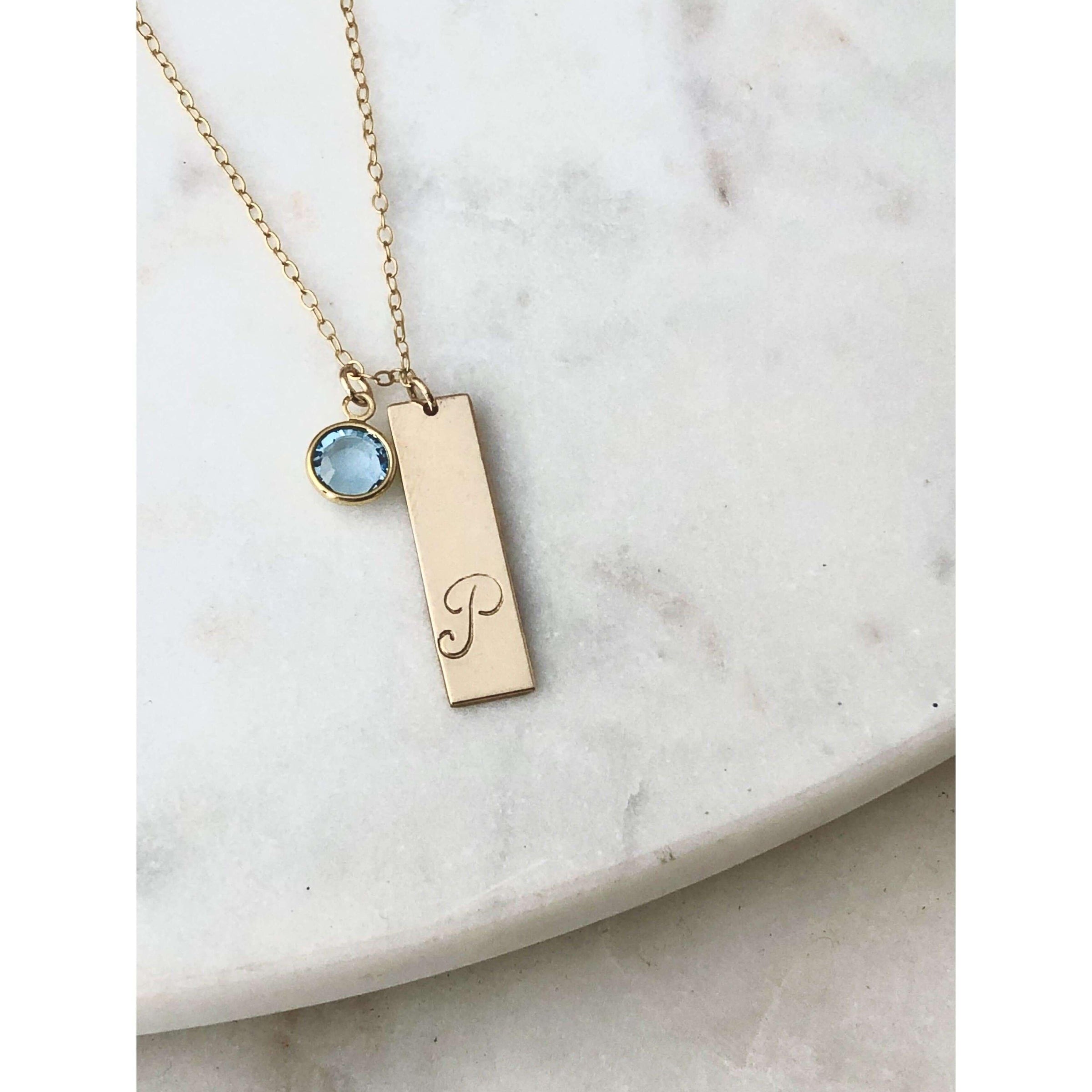 Personalised Birthstone Bar Necklace - Deluxur