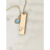 Personalised Birthstone Bar Necklace - Deluxur