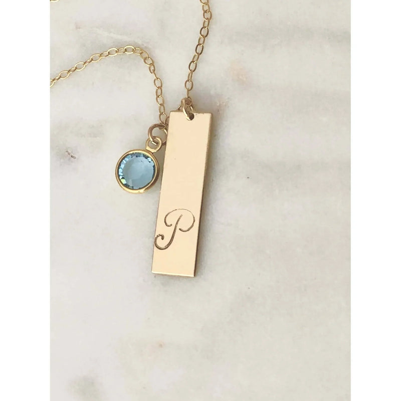 Personalised Birthstone Bar Necklace - Deluxur