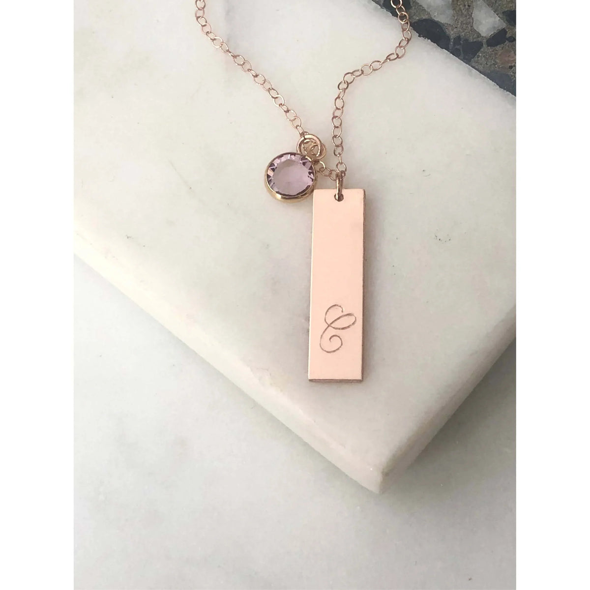 Personalised Birthstone Bar Necklace - Deluxur