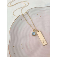 Personalised Birthstone Bar Necklace - Deluxur