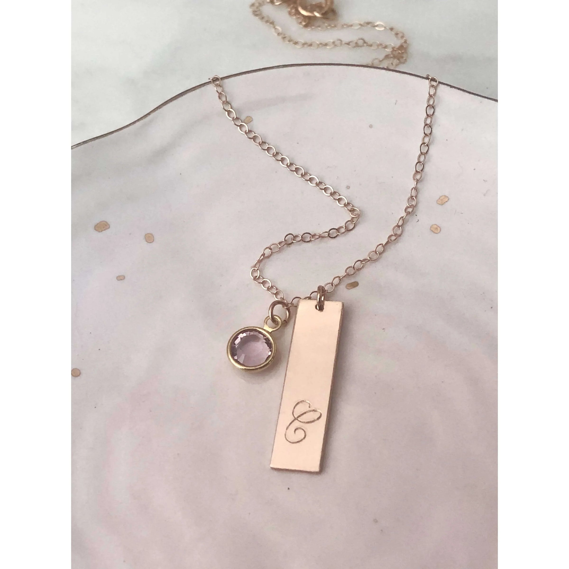 Personalised Birthstone Bar Necklace - Deluxur