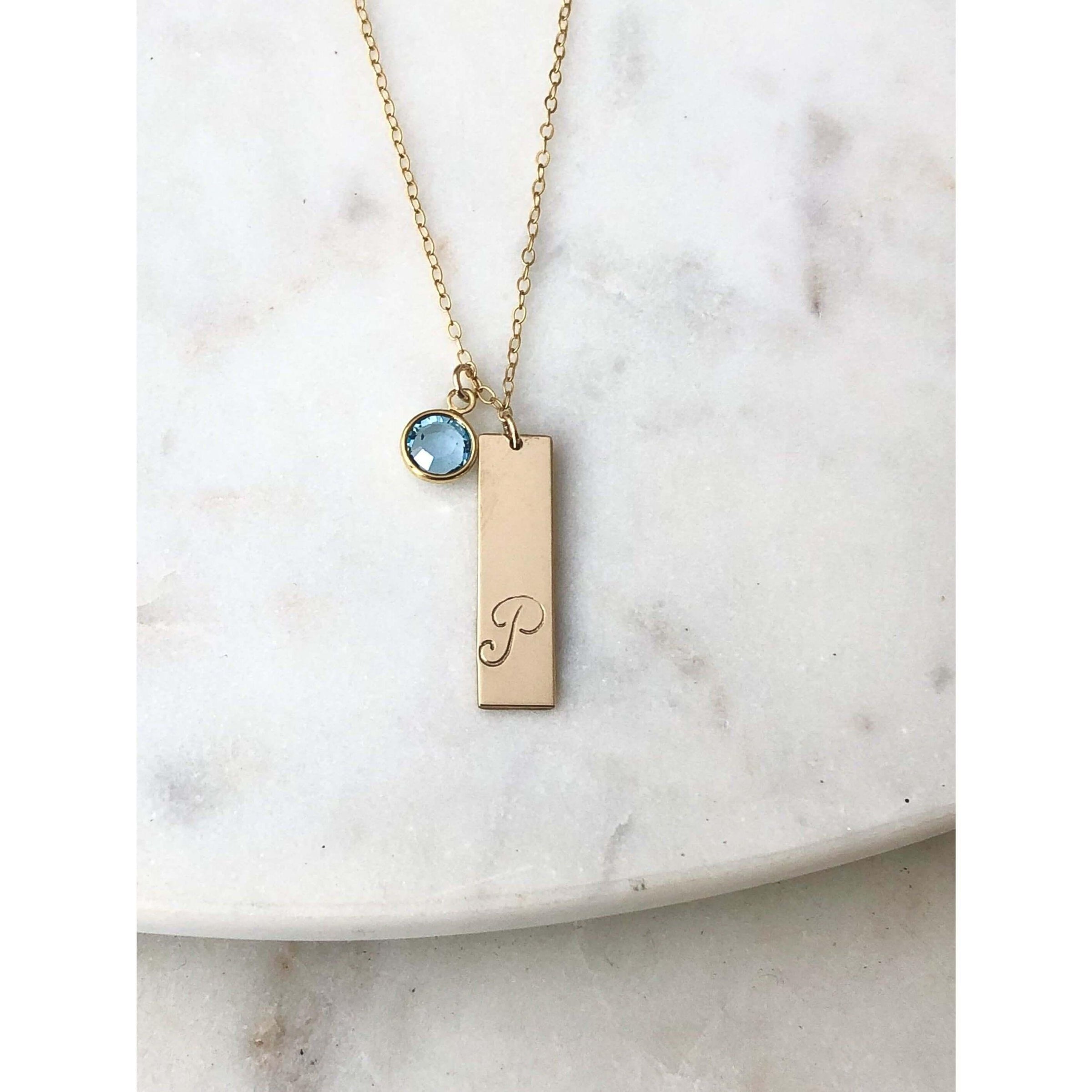 Personalised Birthstone Bar Necklace - Deluxur