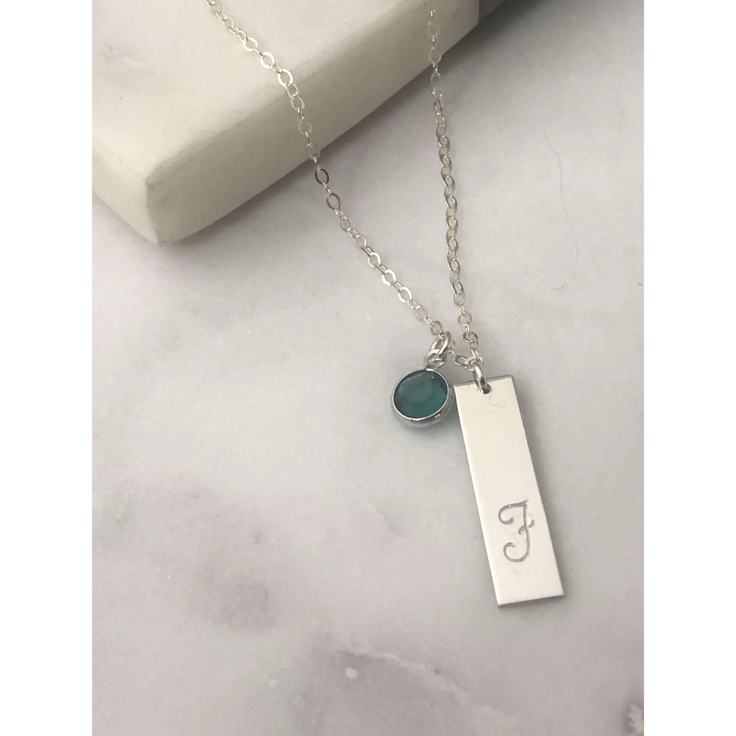 Personalised Birthstone Bar Necklace - Deluxur