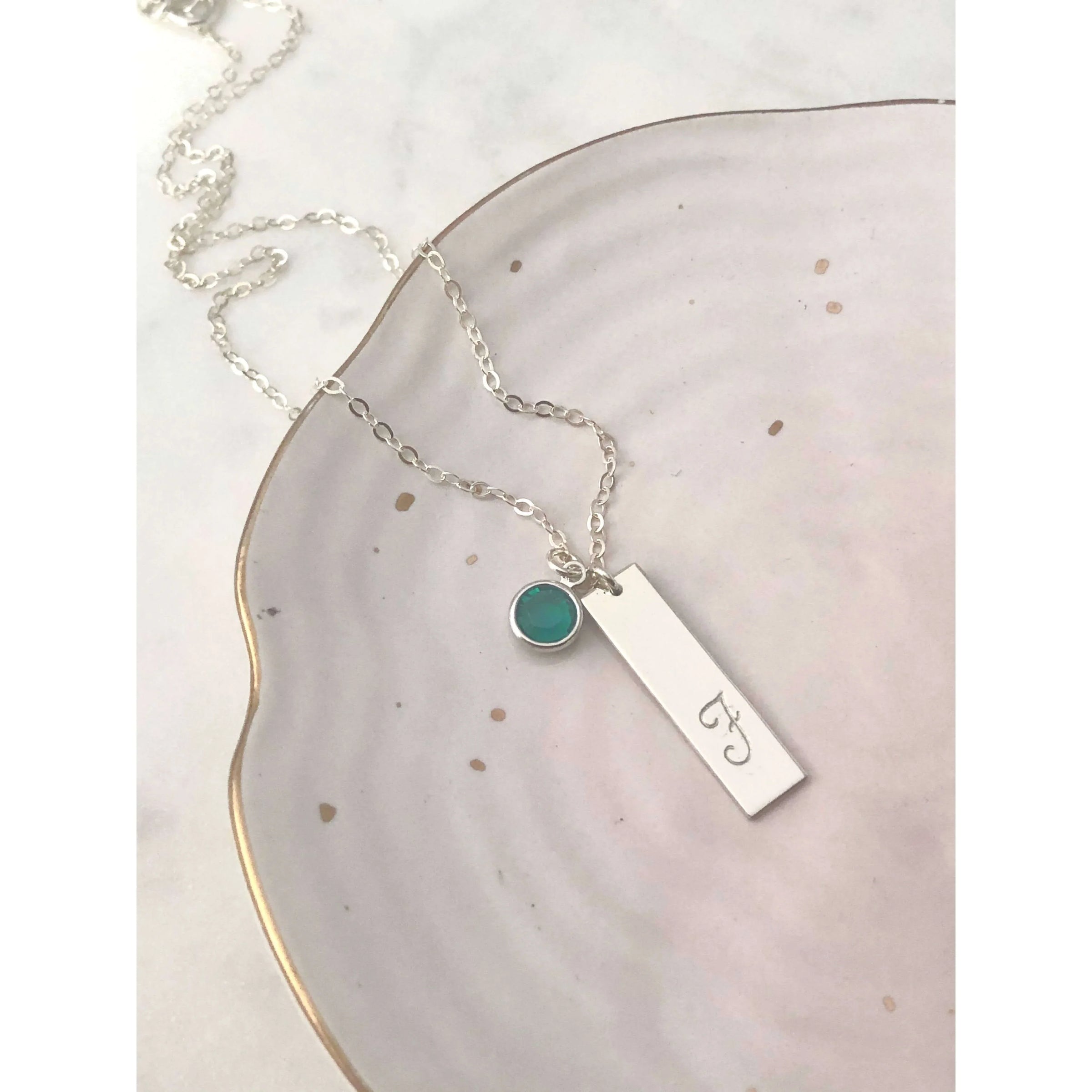 Personalised Birthstone Bar Necklace - Deluxur